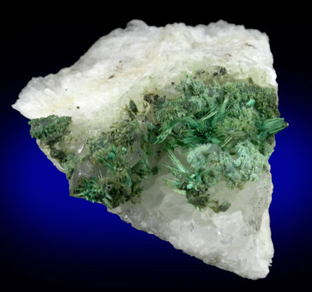 Brochantite on Quartz from Hansonburg District, 8.5 km south of Bingham, Socorro County, New Mexico
