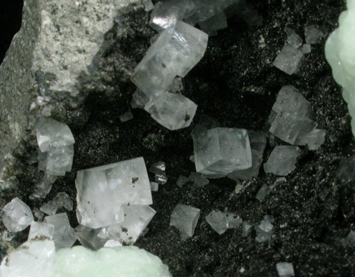 Prehnite, Calcite, Chamosite from Millington Quarry, Bernards Township, Somerset County, New Jersey