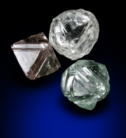 Diamond (set of three colored diamonds totaling 0.94 carats) from Australia, South Africa, Russia