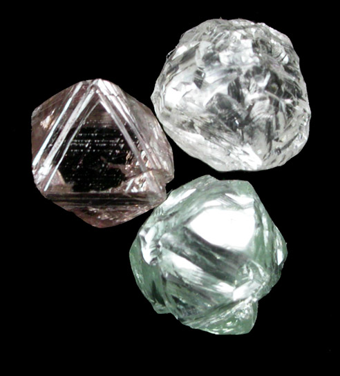 Diamond (set of three colored diamonds totaling 0.94 carats) from Australia, South Africa, Russia