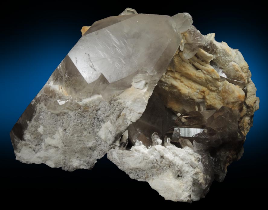 Quartz var. Smoky Quartz on Albite from Peter's Pocket, Bartlett, Carroll County, New Hampshire