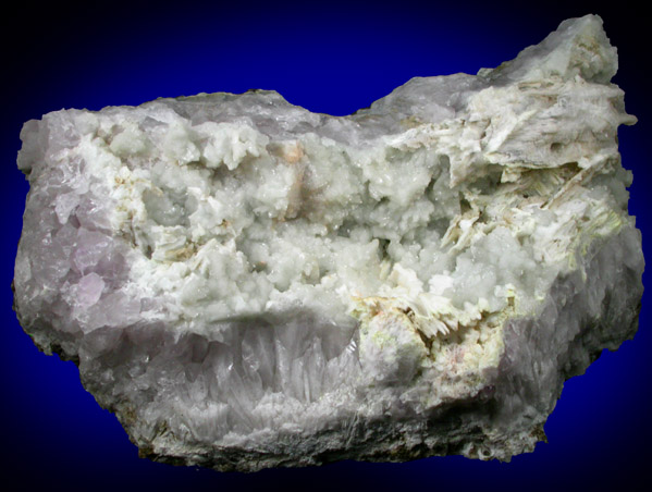 Datolite on Amethystine Quartz from Millington Quarry, Bernards Township, Somerset County, New Jersey