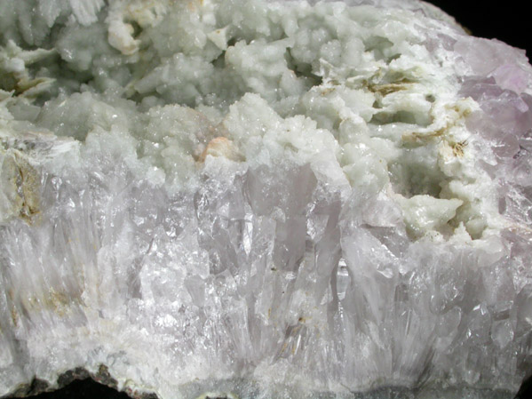 Datolite on Amethystine Quartz from Millington Quarry, Bernards Township, Somerset County, New Jersey