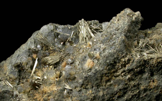 Millerite, Quartz, Calcite, Siderite, Chalcopyrite from Nanzenbach, near Dillenburg, Hesse, Germany