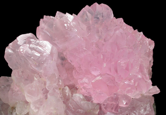 Quartz var. Rose Quartz Crystals from Lavra da Ilha, Taquaral, Jequitinhonha River, Minas Gerais, Brazil