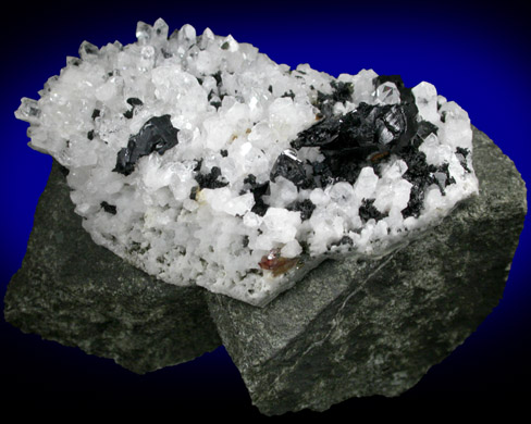 Babingtonite and Quartz from Hampden Quarry, Westfield, Hampden County, Massachusetts