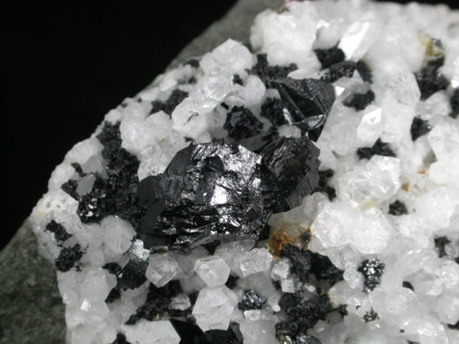 Babingtonite and Quartz from Hampden Quarry, Westfield, Hampden County, Massachusetts