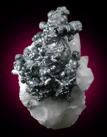 Acanthite on Quartz from Mina General, Fresnillo, Mexico