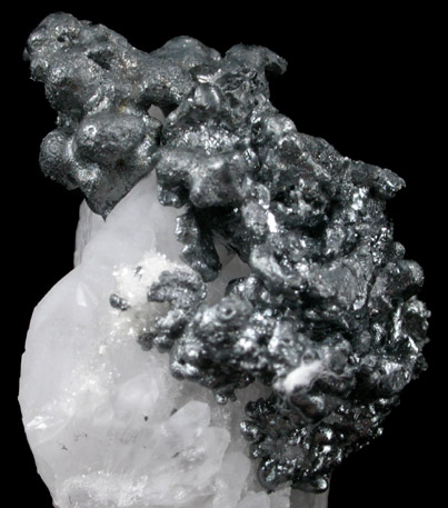 Acanthite on Quartz from Mina General, Fresnillo, Mexico