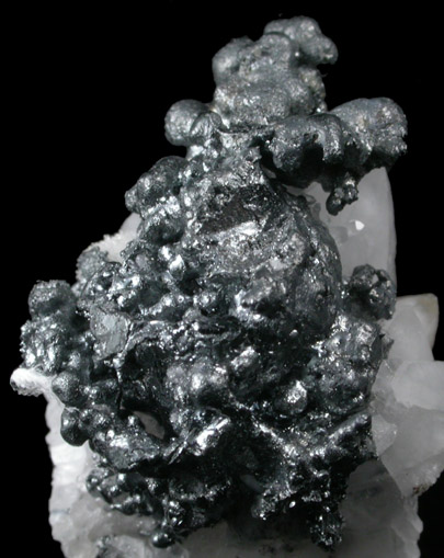 Acanthite on Quartz from Mina General, Fresnillo, Mexico