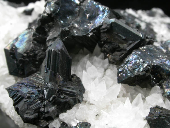 Chalcocite on Calcite from Bristol Copper Mine, Bristol, Hartford County, Connecticut