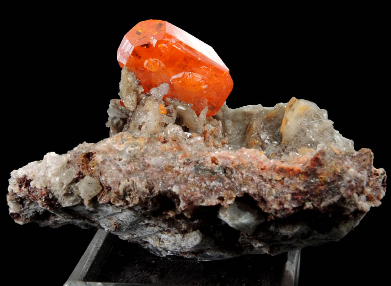 Wulfenite on Willemite, Calcite, Quartz from Red Cloud Mine, Red Gem Pocket, Silver District, La Paz County, Arizona