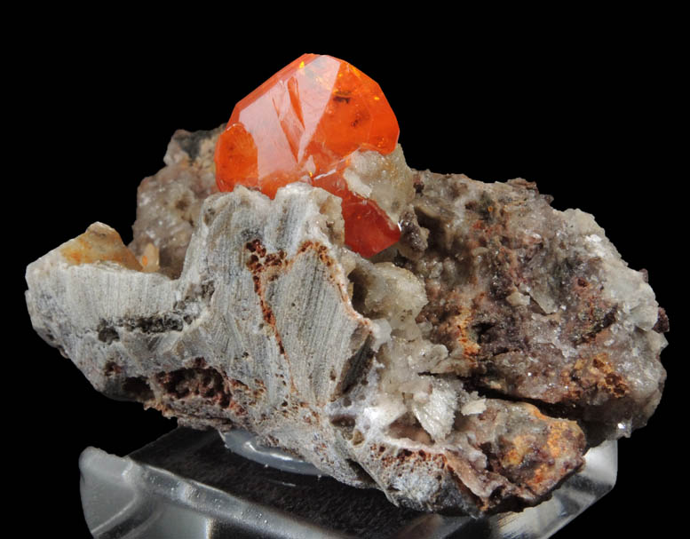 Wulfenite on Willemite, Calcite, Quartz from Red Cloud Mine, Red Gem Pocket, Silver District, La Paz County, Arizona