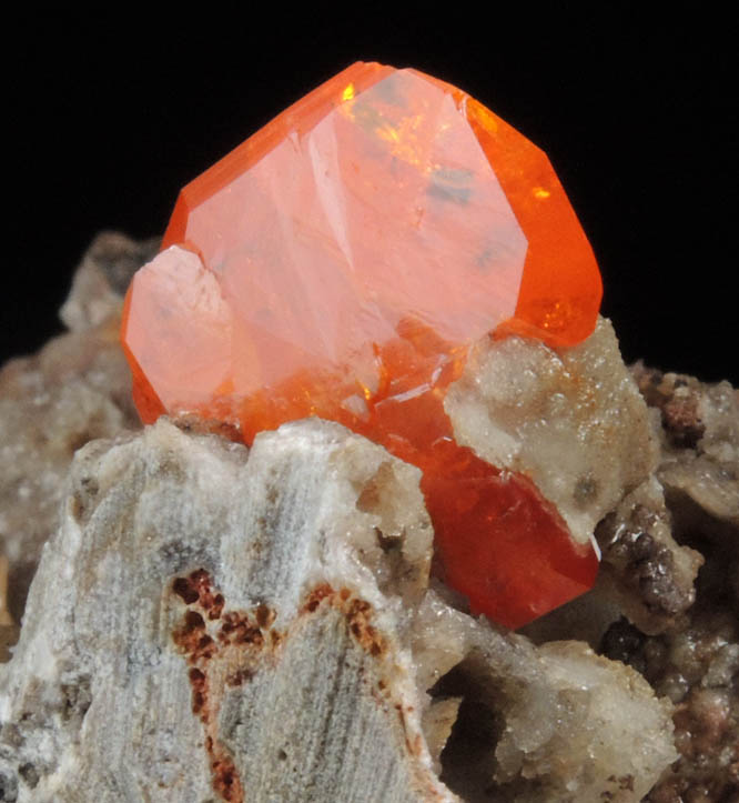 Wulfenite on Willemite, Calcite, Quartz from Red Cloud Mine, Red Gem Pocket, Silver District, La Paz County, Arizona