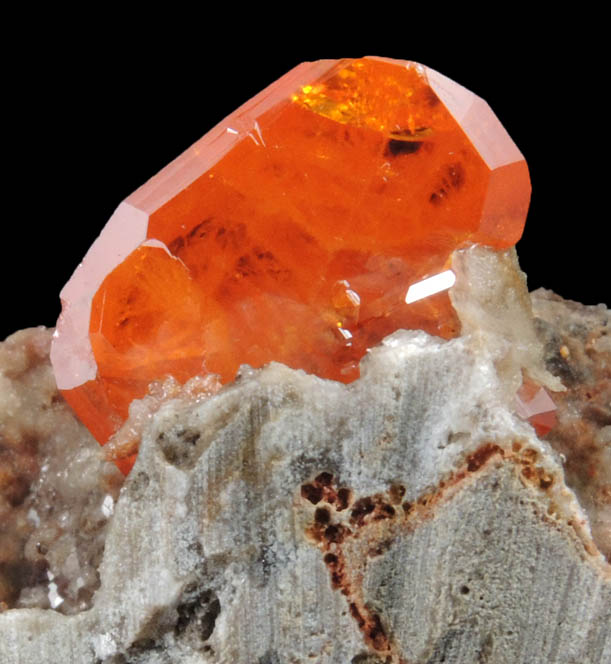 Wulfenite on Willemite, Calcite, Quartz from Red Cloud Mine, Red Gem Pocket, Silver District, La Paz County, Arizona