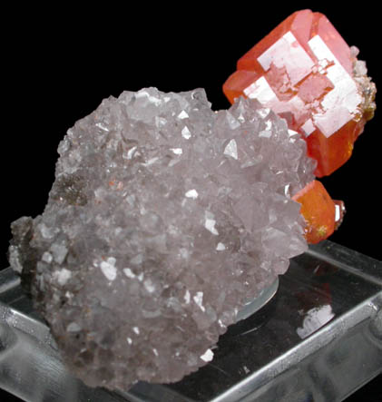 Wulfenite on Quartz from Red Cloud Mine, Red Gem Pocket, Silver District, La Paz County, Arizona