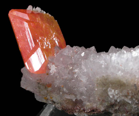 Wulfenite on Quartz from Red Cloud Mine, Red Gem Pocket, Silver District, La Paz County, Arizona