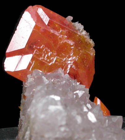 Wulfenite on Quartz from Red Cloud Mine, Red Gem Pocket, Silver District, La Paz County, Arizona