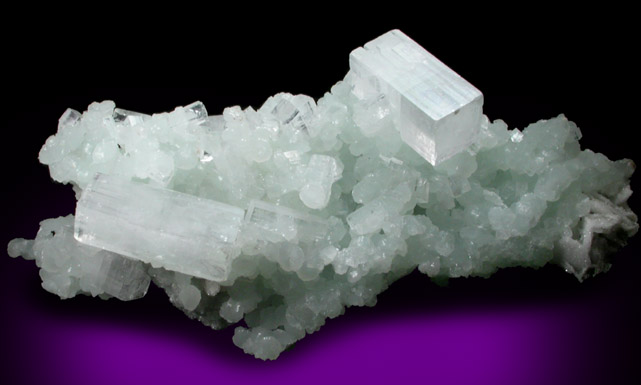 Apophyllite on Prehnite from Mumbai (Bombay) District, Maharashtra, India