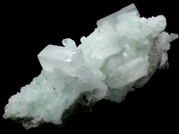 Apophyllite on Prehnite from Mumbai (Bombay) District, Maharashtra, India