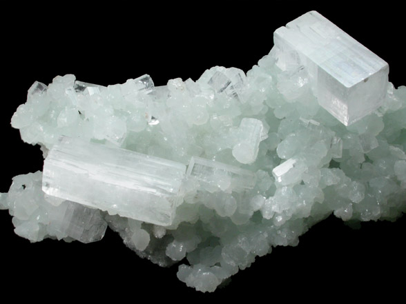 Apophyllite on Prehnite from Mumbai (Bombay) District, Maharashtra, India