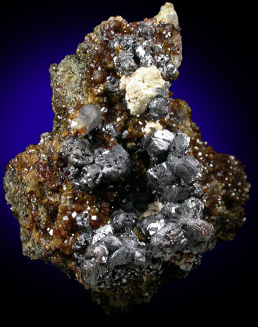 Sphalerite, Andradite, Quartz from El Mochito Mine, near Lake Yojoa, Santa Barbara, Honduras