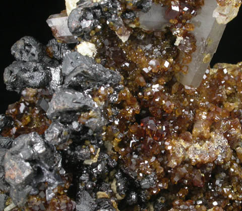 Sphalerite, Andradite, Quartz from El Mochito Mine, near Lake Yojoa, Santa Barbara, Honduras
