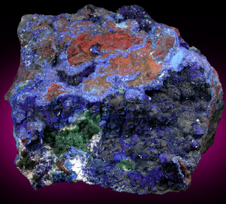 Azurite, Adamite var. Cuproadamite, Hydrozincite from Kamareza, Lavrion (Laurium) Mining District, Attica Peninsula, Greece