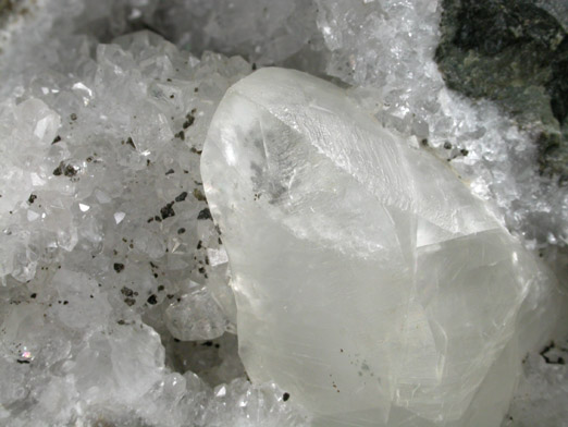 Calcite on Quartz with Goethite and Pyrite from Prospect Park Quarry, Prospect Park, Passaic County, New Jersey