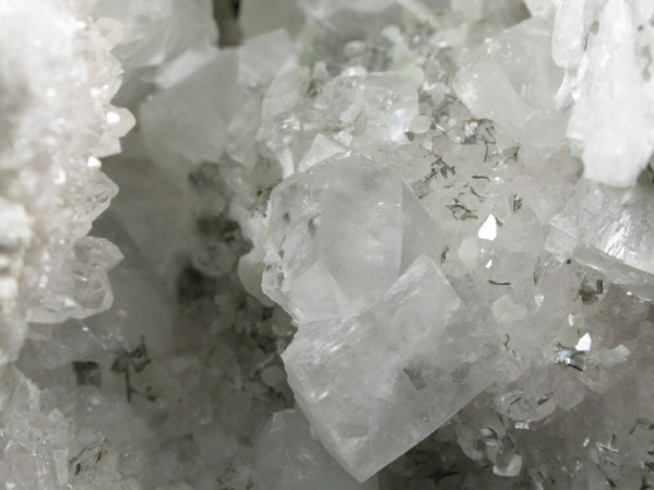 Apophyllite, Calcite, Quartz, Babingtonite from Prospect Park Quarry, Prospect Park, Passaic County, New Jersey