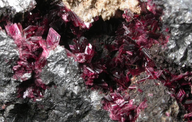 Erythrite, Roselite, Agardite from Bou Azzer District, Anti-Atlas Mountains, Tazenakht, Ouarzazate, Morocco (Type Locality for Erythrite)