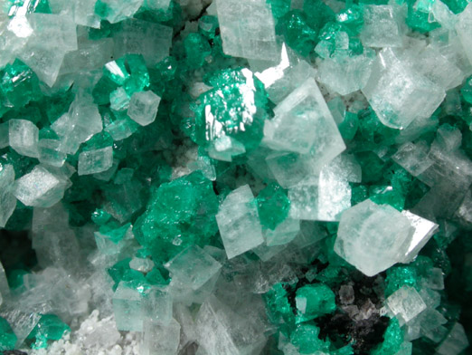 Dioptase on Calcite from Tsumeb Mine, Otavi-Bergland District, Oshikoto, Namibia