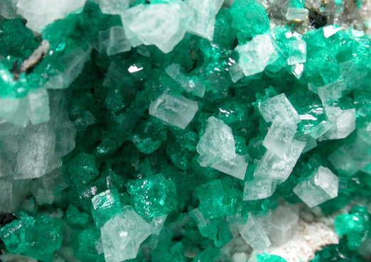 Dioptase on Calcite from Tsumeb Mine, Otavi-Bergland District, Oshikoto, Namibia