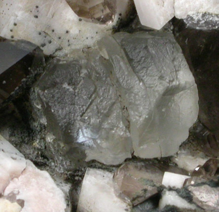 Fluorite on Smoky Quartz and Microcline from Grant Peak, Ossipee Mountains, Carroll County, New Hampshire