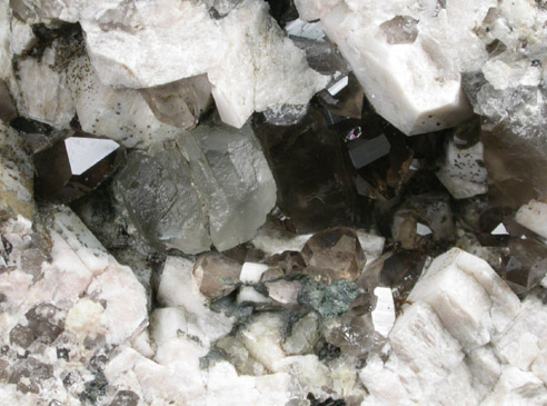 Fluorite on Smoky Quartz and Microcline from Grant Peak, Ossipee Mountains, Carroll County, New Hampshire