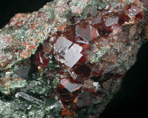 Grossular Garnet with Diopside and Calcite from Old Mine Plaza construction site, Mine Hill, Trumbull, Fairfield County, Connecticut