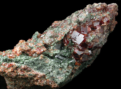 Grossular Garnet with Diopside and Calcite from Old Mine Plaza construction site, Mine Hill, Trumbull, Fairfield County, Connecticut