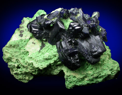 Azurite on Bayldonite from Tsumeb Mine, Otavi-Bergland District, Oshikoto, Namibia