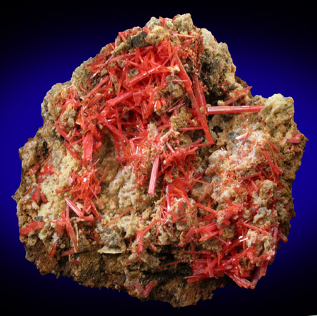 Crocoite on Gibbsite from Adelaide Mine, Dundas, Tasmania, Australia