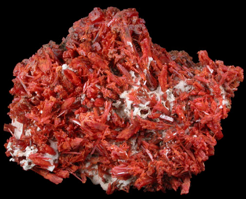 Crocoite on Gibbsite from Adelaide Mine, Dundas, Tasmania, Australia