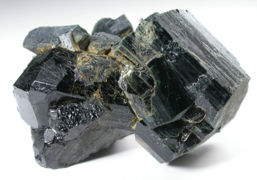 Dravite-Uvite Tourmaline with Actinolite from Power's Farm, Pierrepont, St. Lawrence County, New York