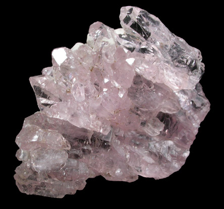 Quartz var. Rose Quartz Crystals from Lavra da Ilha, Taquaral, Jequitinhonha River, Minas Gerais, Brazil