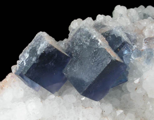 Fluorite on Quartz with Calcite from Blanchard Mine, Hansonburg District, 8.5 km south of Bingham, Socorro County, New Mexico