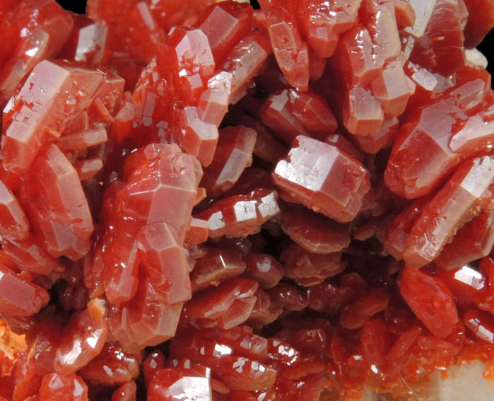 Vanadinite over Barite from Mibladen, Haute Moulouya Basin, Zeida-Aouli-Mibladen belt, Midelt Province, Morocco