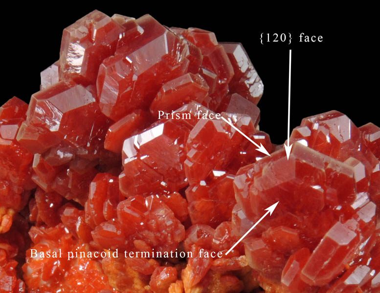 Vanadinite over Barite from Mibladen, Haute Moulouya Basin, Zeida-Aouli-Mibladen belt, Midelt Province, Morocco