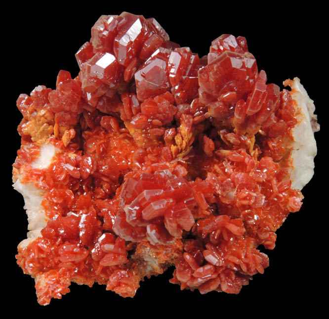 Vanadinite over Barite from Mibladen, Haute Moulouya Basin, Zeida-Aouli-Mibladen belt, Midelt Province, Morocco