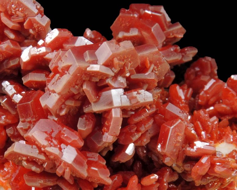 Vanadinite over Barite from Mibladen, Haute Moulouya Basin, Zeida-Aouli-Mibladen belt, Midelt Province, Morocco