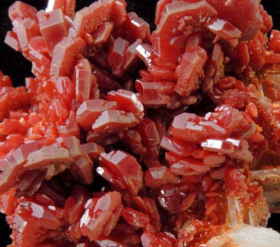 Vanadinite over Barite from Mibladen, Haute Moulouya Basin, Zeida-Aouli-Mibladen belt, Midelt Province, Morocco