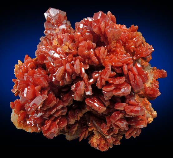 Vanadinite over Barite from Mibladen, Haute Moulouya Basin, Zeida-Aouli-Mibladen belt, Midelt Province, Morocco