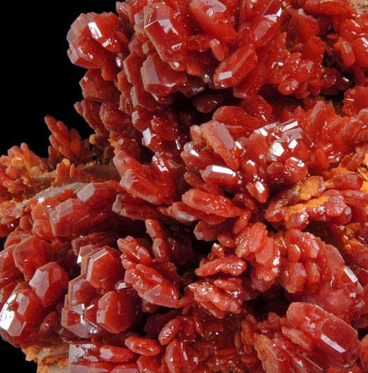 Vanadinite over Barite from Mibladen, Haute Moulouya Basin, Zeida-Aouli-Mibladen belt, Midelt Province, Morocco